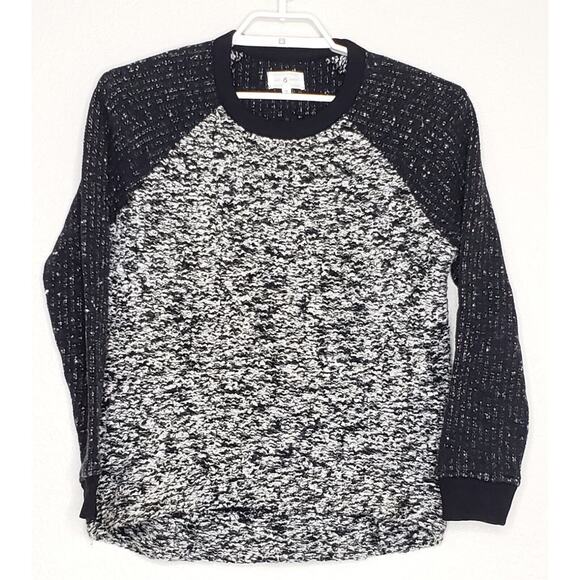Lou & Grey Sweaters - Lou & Grey Women's Sweater Medium L/S Black White Contrast Cotton Blend Pullover